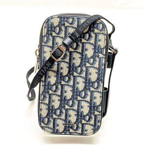 Christian Dior Shoulder Bag Navy Blue Canvas 700-082125
